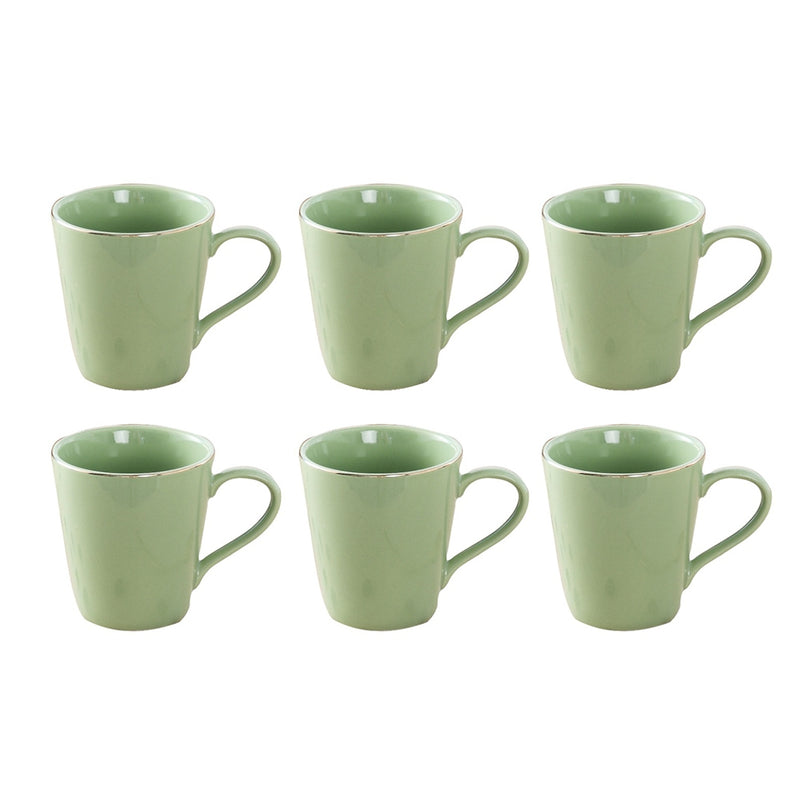 Yamasin Bonechina Wonder Gold Rim Mug - Mint - 180 ml 6 Pieces