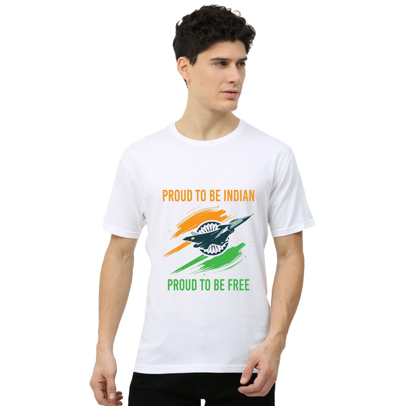 No Fuss Proud To Be Indian Proud To Be Free Printed T-Shirt ( S ) - White 1 Unit