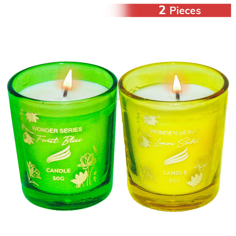 Pan Aromas Wonder Series Shot Glass Candle - Green & Yellow 2 Pieces