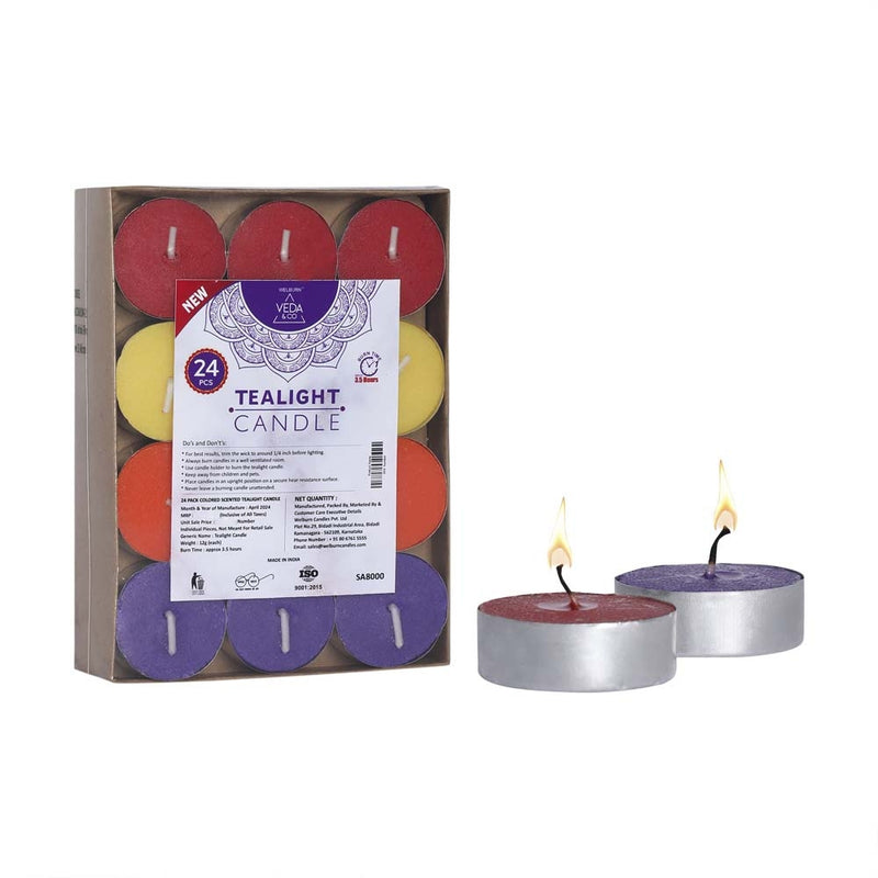 Welburn Veda & Co Colored Scented Tealight Candle 24x12 gm