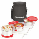 SignoraWare Executive Steel Medium Lunch Box - Red 3 Containers