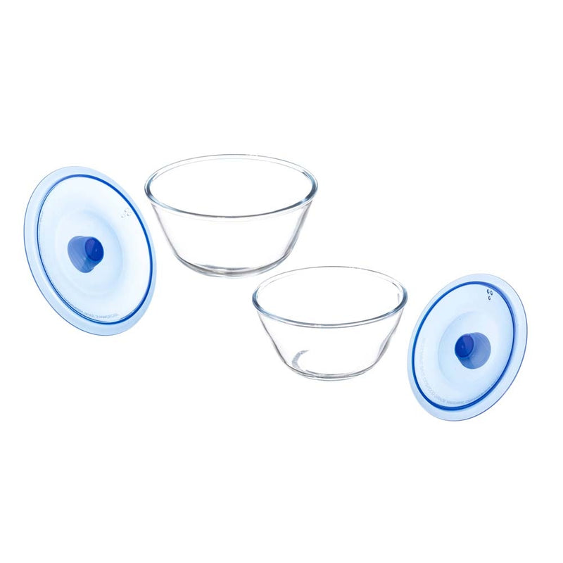 Sanjeev Kapoor Kingston Borosilicate Mixing Bowl - Blue Lid Set of 2