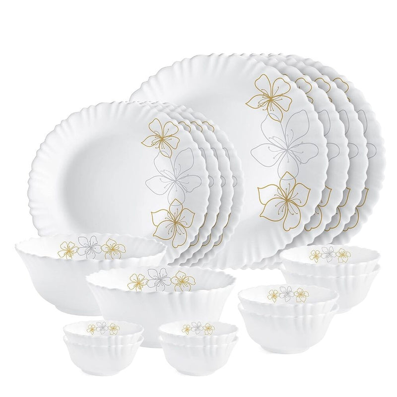 Cello Opalware Dazzle Series Monarch Dinner Set - White 18 Pieces