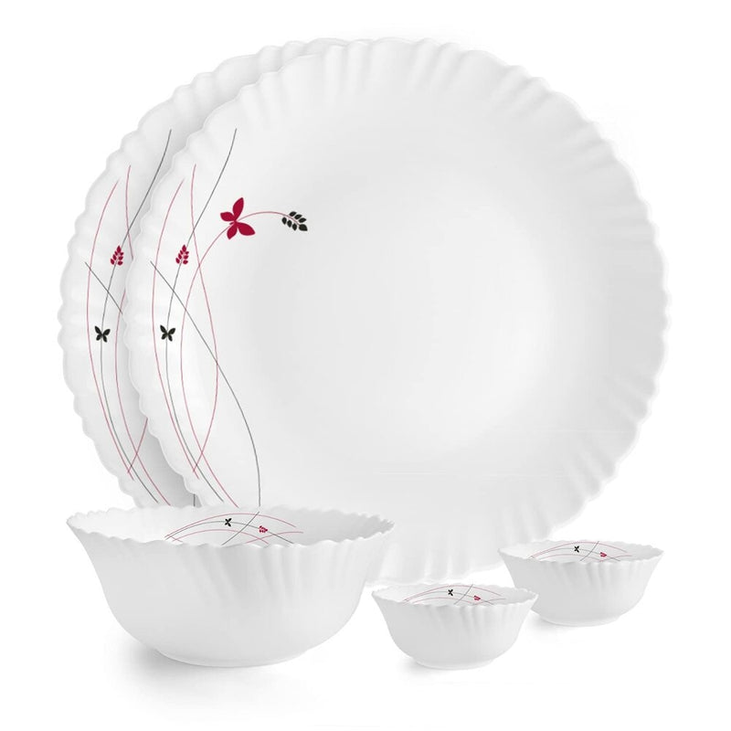 Cello Opalware Dazzle Lush Fiesta Dinner Set- White 5 Pieces