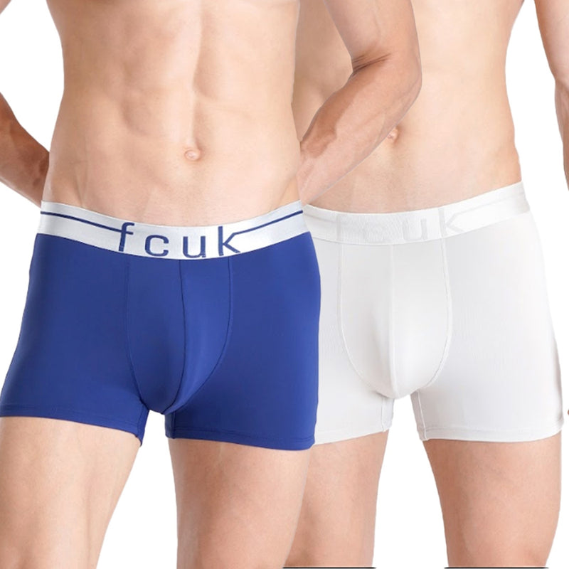 FCUK FLO Mersey Men's Solid Trunks (Small) Pack of 2