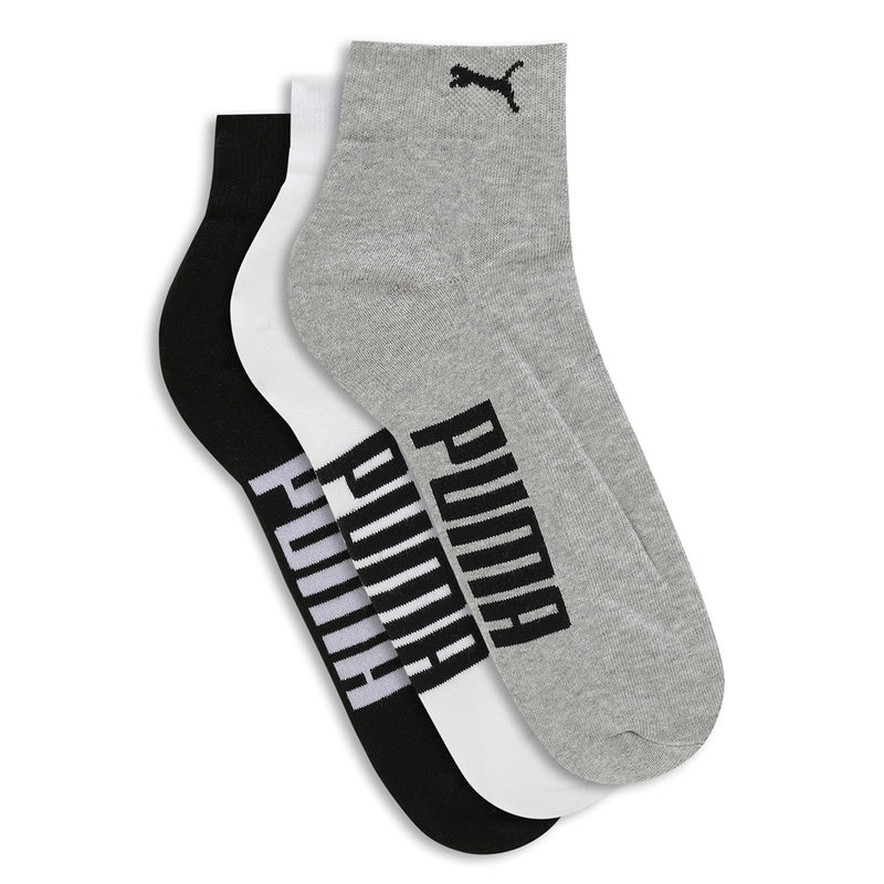 Puma Ankle Length Half Terry Socks - White Black Grey Pack of 3