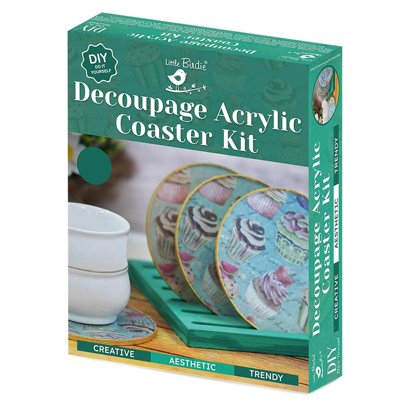 Little Birdie Decoupage Acrylic Coaster DIY Kit 1 Unit