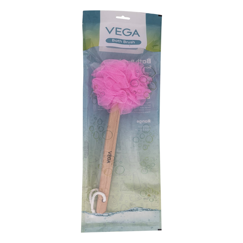 Vega Wooden Handle Bath Brush (BA-1/6) Pink 1 Unit