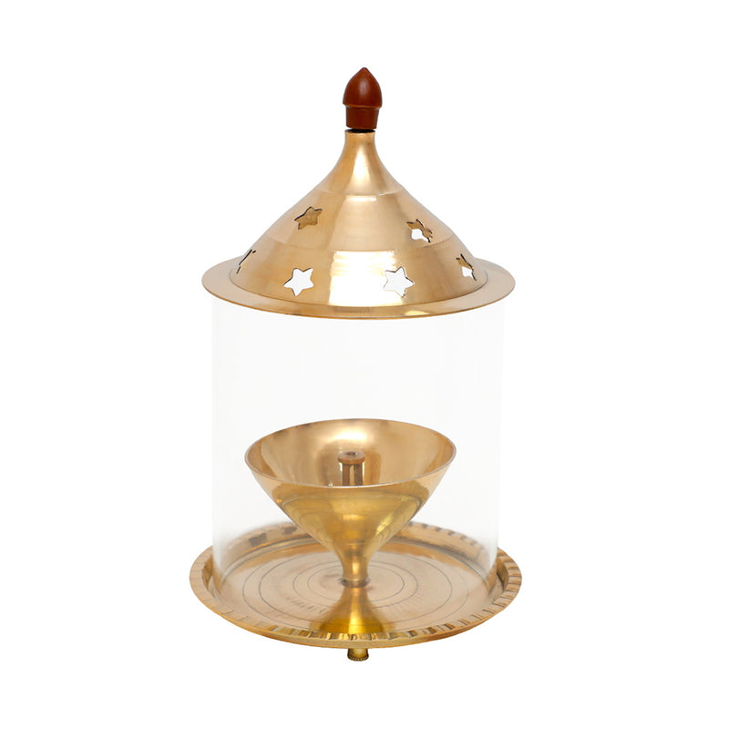 Shubhkart Nitya Brass Diya With Borosilicate Glass - 251 gms 1 Unit