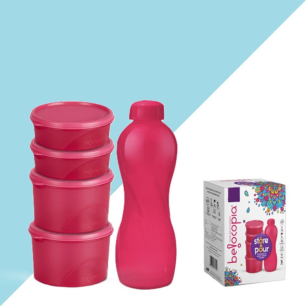 Belocopia Store & Pour Container & Bottle Combo Pink CFSC0047 Set of 5