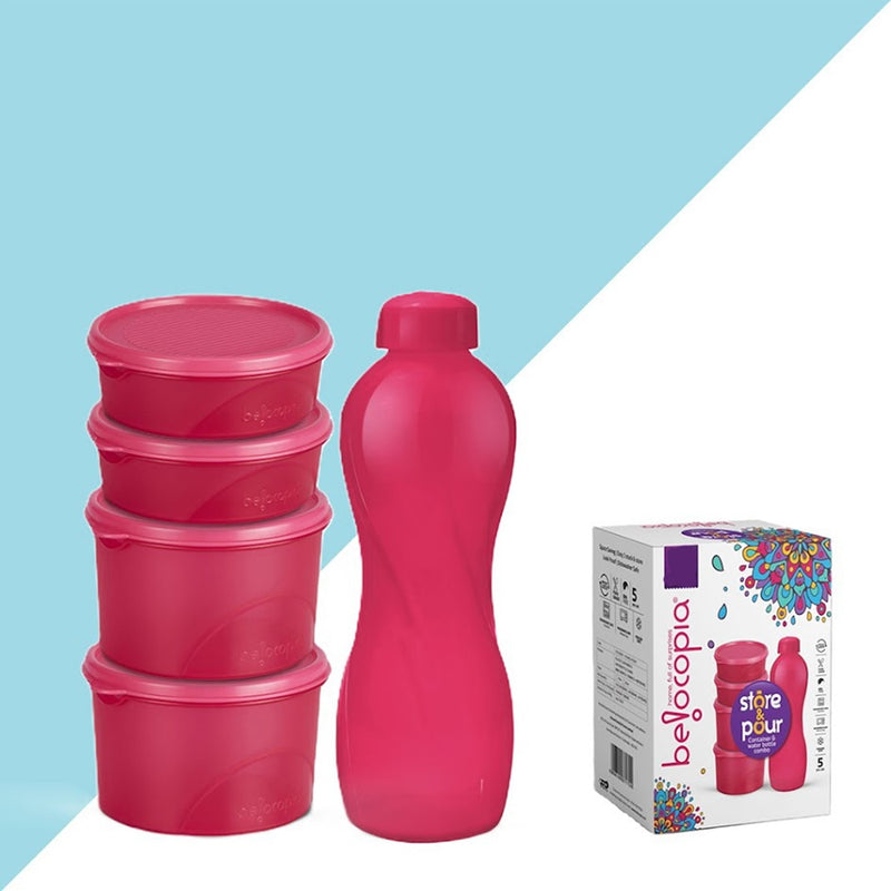 Belocopia Store & Pour Container & Bottle Combo (Pink) CFSC0047 - Set of 5 1 Unit