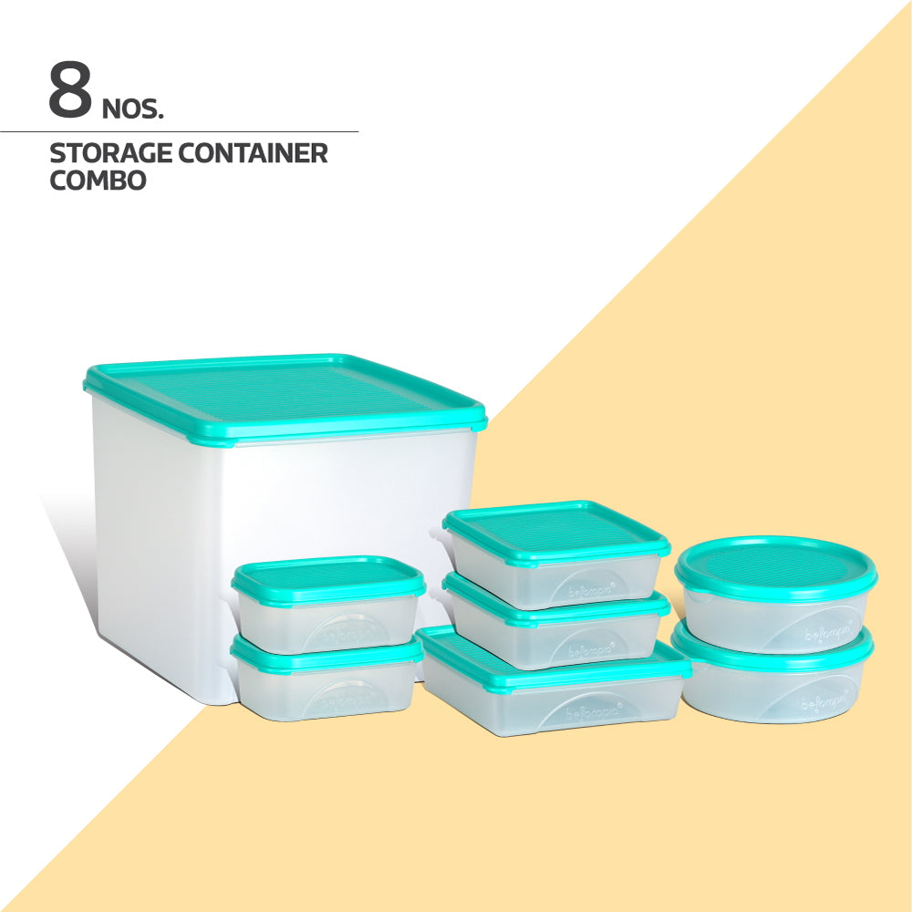 Belocopia Plastic Containers Aqua green CFS0014 Set of 8