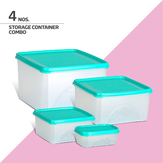 Belocopia Square & Rectangle Plastic Containers Aqua Green CFS0017 Set of 4