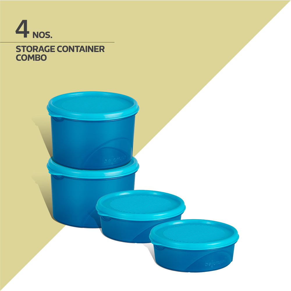 Belocopia Round Plastic Containers Blue CFS0020 Set of 4