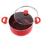 Bombay Kookware Non-Stick Casserole With Glass Lid- Red 24 cm