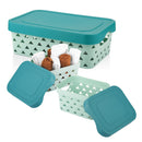 Asian Multi Star Rectangular Basket With Lid (Pastel Blue) 3 Piece