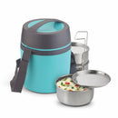 Asian Happy Meal Tiffin 3 Containers Lunch Box - Blue 1.5 Litre