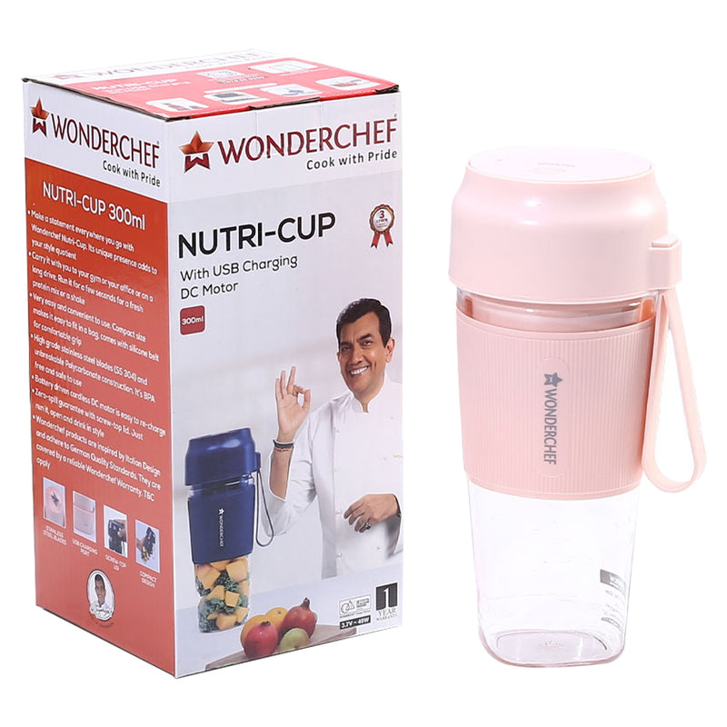 Wonderchef Nutri Cup Portable USB Charging Blender (Pink) - 300 ml 1 Unit