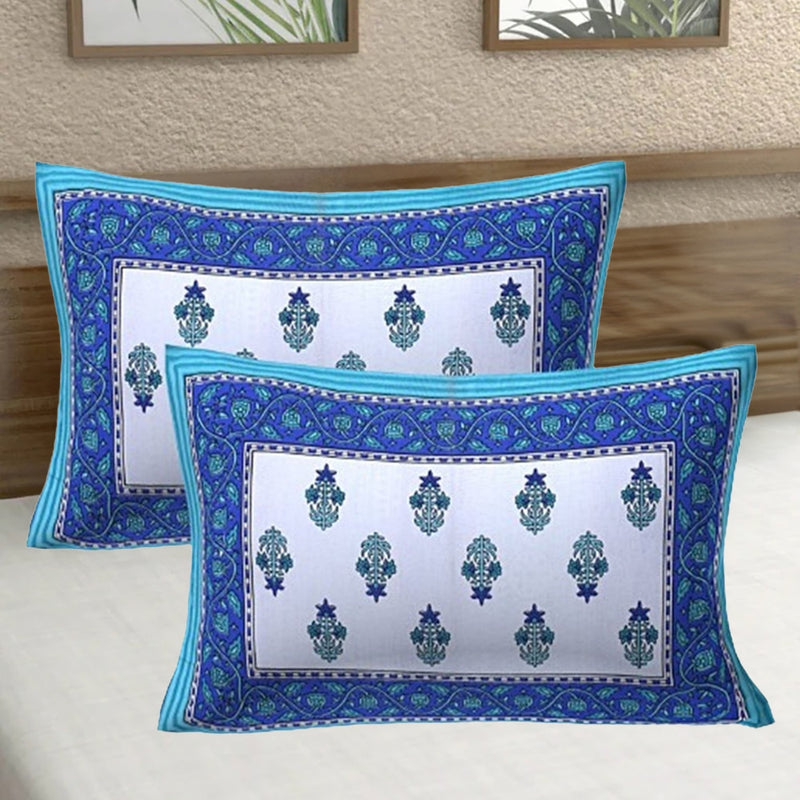 Sheetal World Cotton Pillow Cover Blue D1 43x68cm Set of 2