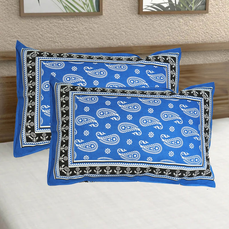 Sheetal World Cotton Pillow Cover Royal Blue D2 43x68cm Set of 2