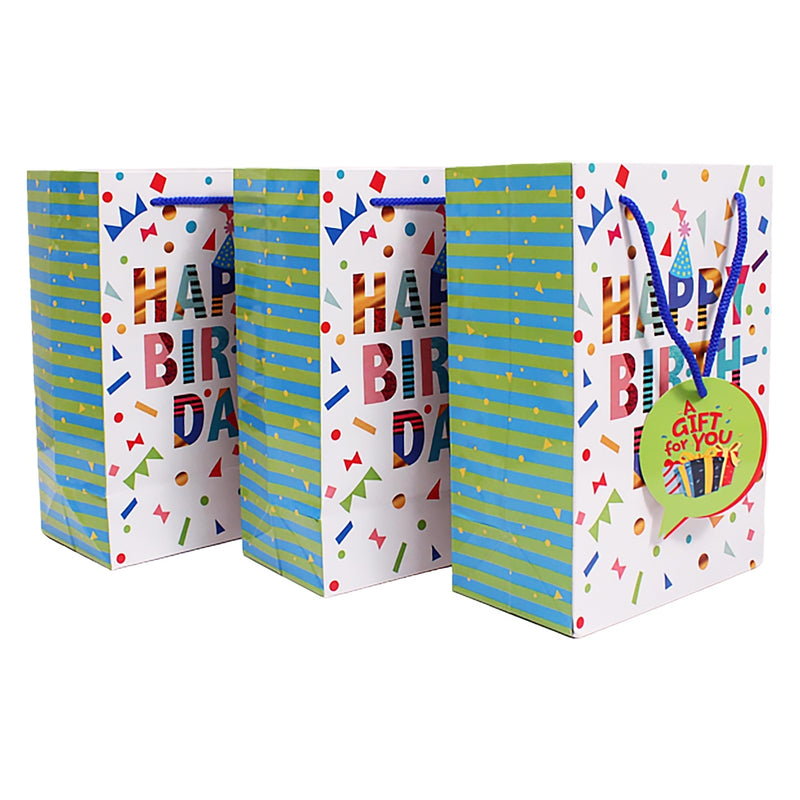 Archies Happy Birthday Design Printed Paper Gift Bag (Small) Pack of 3