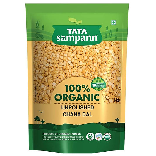 Tata Sampann 100% Organic Unpolished Chana Dal: 1 kg