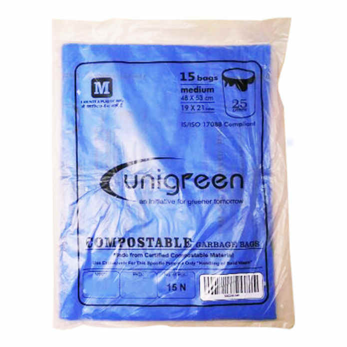 Unigreen Compostable Blue Garbage Bag 19X21 Inches 15 Bags