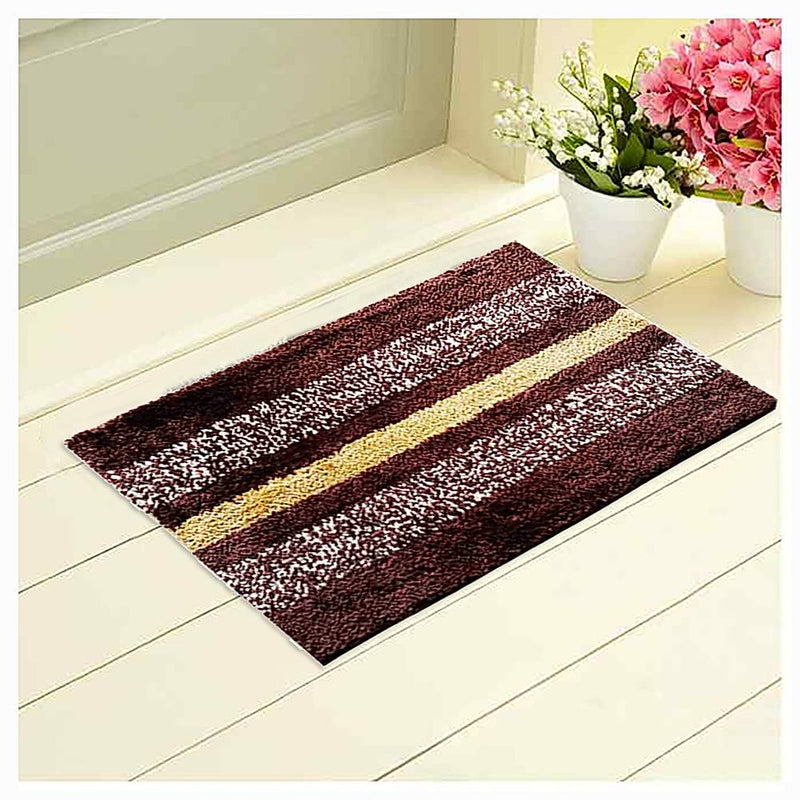 Elegant Weavers Stripe Bathmat (Brown) - 40x60 cm 1 Unit