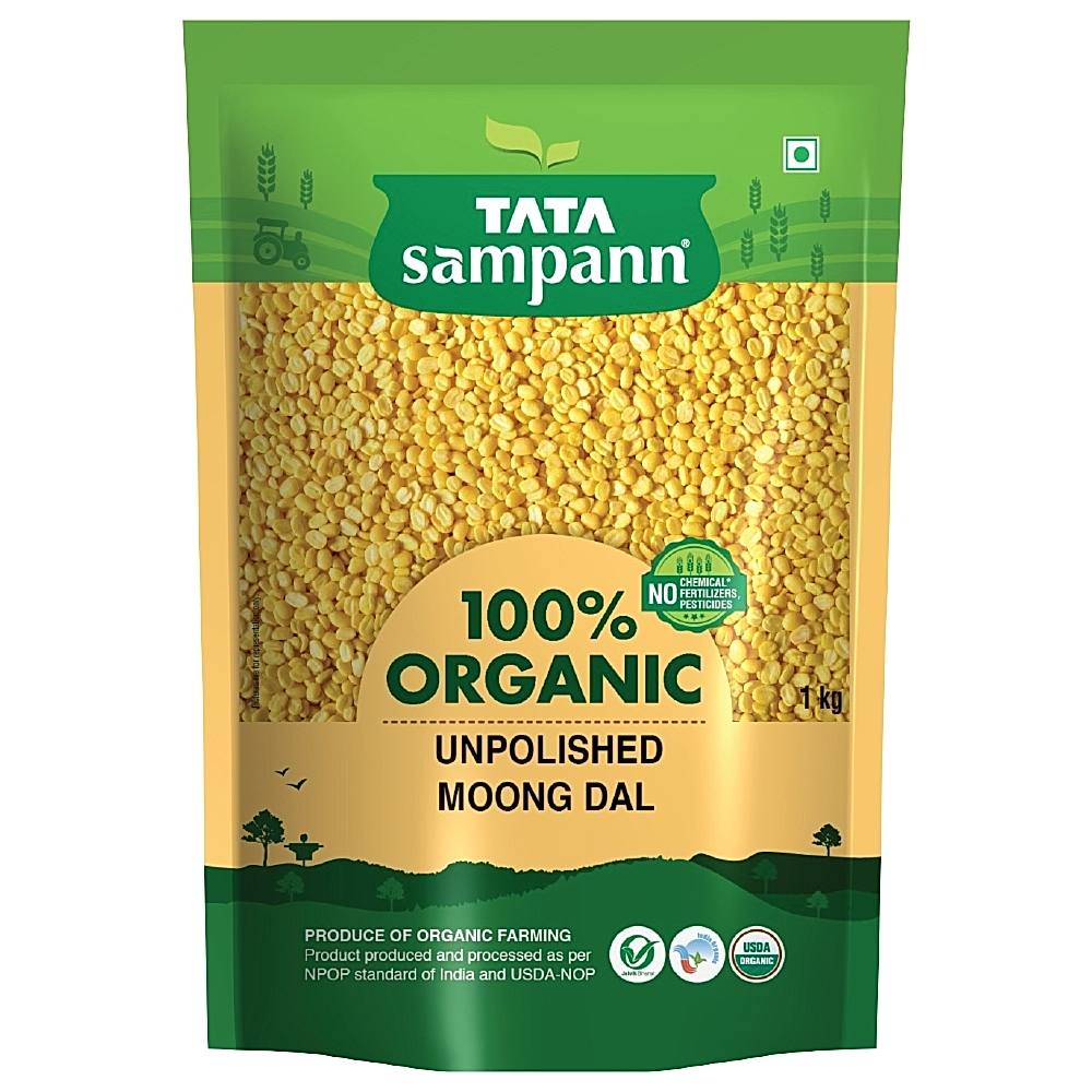 Tata Sampann 100% Organic Unpolished Moong Dal: 1 kg