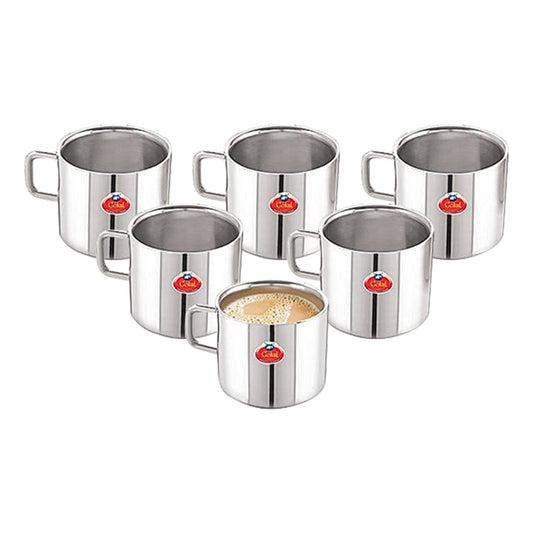 Gokul Stainless Steel Double Wall Tea Cup 6 Pieces