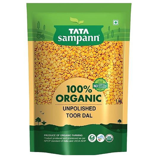 Tata Sampann 100% Organic Unpolished Toor Dal: 1 kg