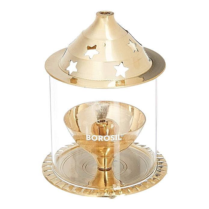 Brass Borosil Akhand Diya Medium 1 Unit