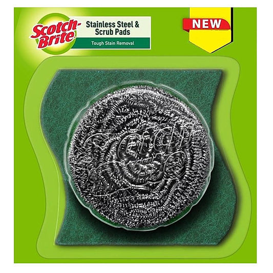 Scotch Brite Stainless Steel Scrubber + Scrub Pad Combo 1 Unit