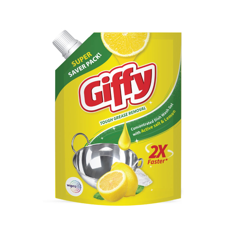 Giffy Dishwash Gel With Active Salt & Lemon 2 Litre