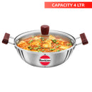 Hawkins Stainless Steel Triply Kadai With Glass Lid (SSK40G) 4 Litres