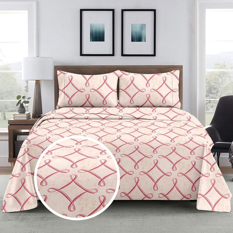 Success Forget Me Not King Size Bedsheet 190 TC - Blush Peach 274 × 274 cm