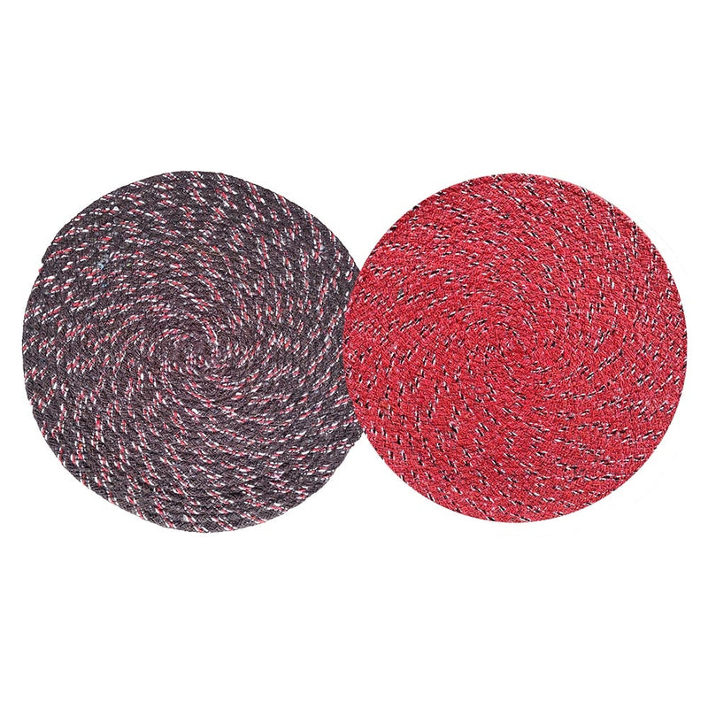 Elegant Weavers Ocala Round Bath Door - Red & Brown (40x40 cm) Set of 2