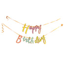 Manovedant Decorative Happy Birthday Cursive Banner - Multicolour 1 Unit