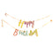 Manovedant Decorative Happy Birthday Cursive Banner - Multicolour 1 Unit