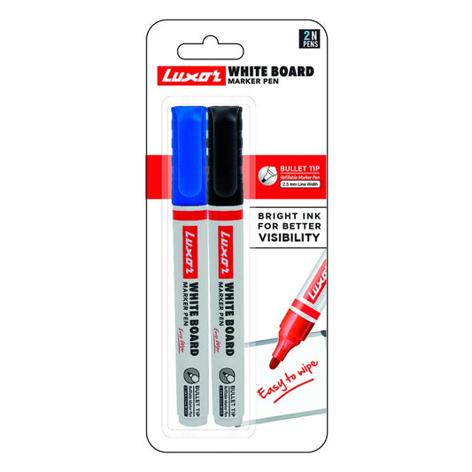 Luxor White Board Marker - Black & Blue Pack of 2