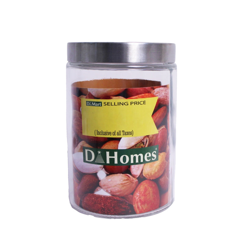 D Homes Glass Canister - 1.25 L 1 Unit