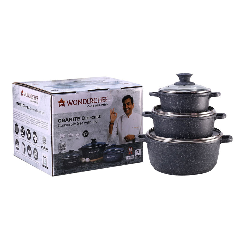 Wonderhcef Granite Die-Cast Caserole Set 3 Pieces