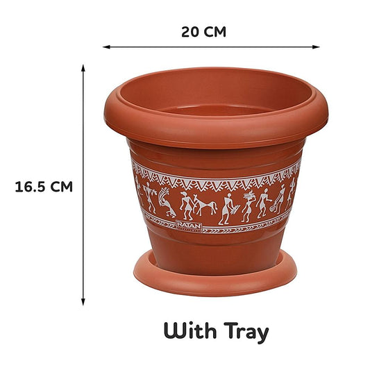 Ratan Varli Planter With Plate - No.3 1 Unit