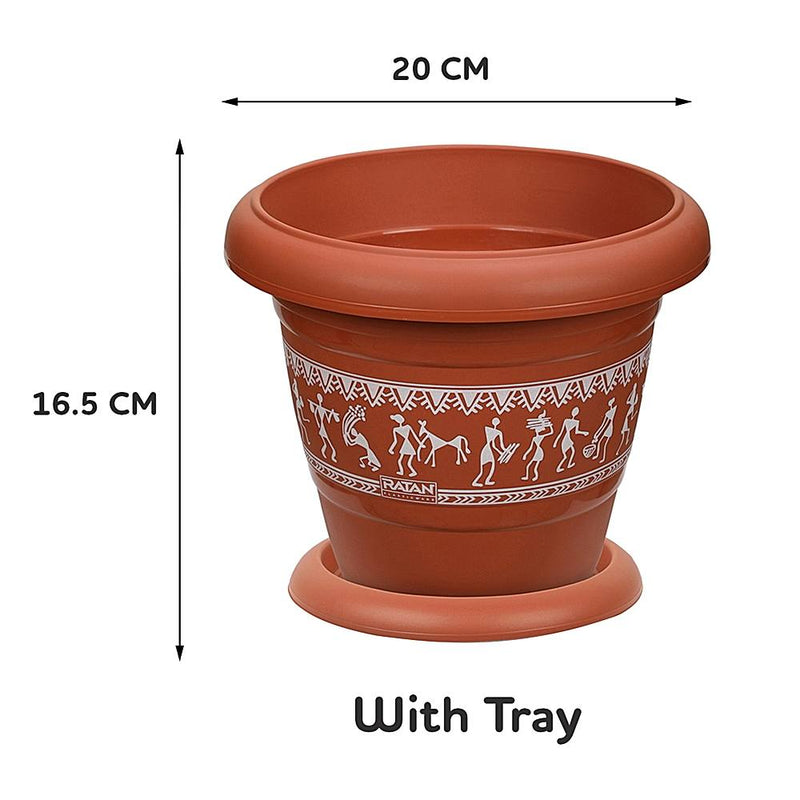 Ratan Varli Planter With Plate - No.3 1 Unit