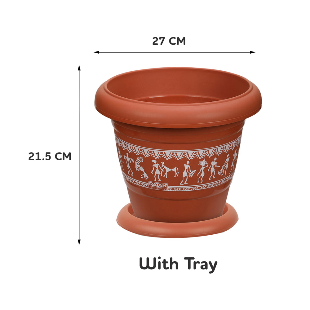 Ratan Varli Planter With Plate - No.4 1 Unit