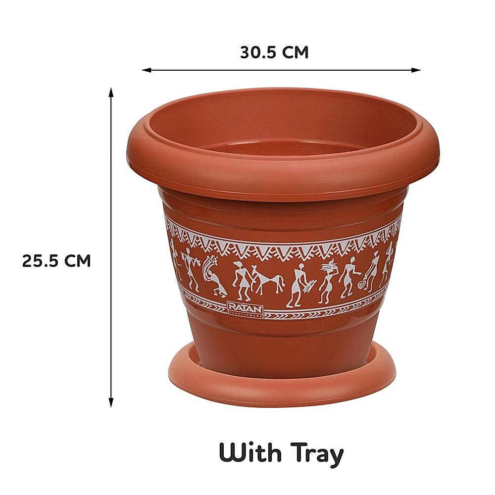 Ratan Varli Planter With Plate - No.5 1 Unit