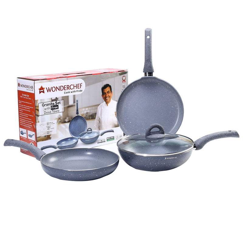 Wonderchef Granite Non-Stick Cookware Set 4 Pieces