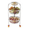 Priya Stainless Steel Round Kitchen 2 Step Basket Trolley 1 Unit