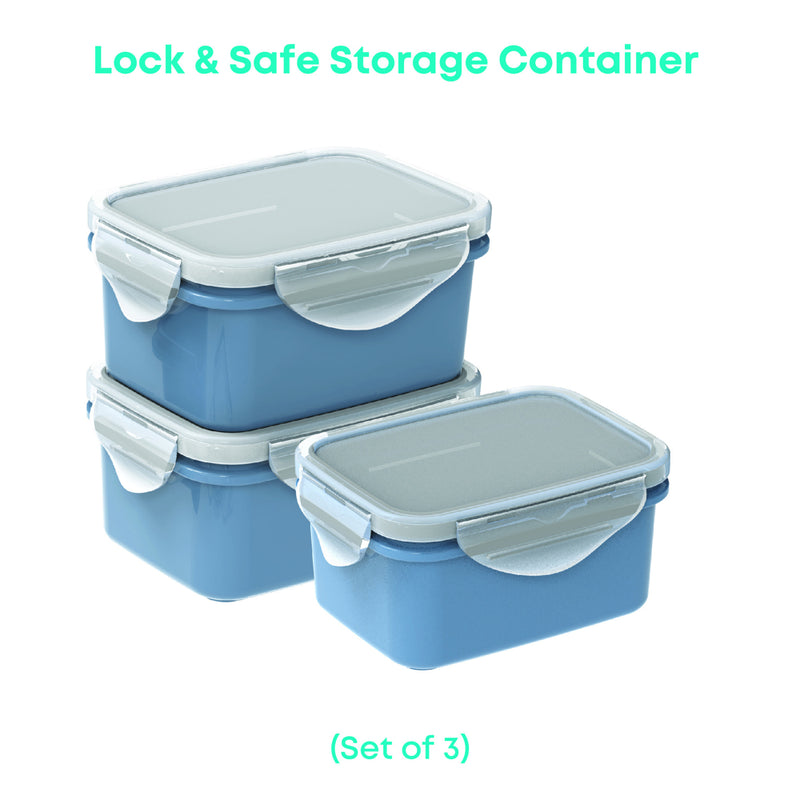 All Time Plastic Lock & Safe Storage Container - 450 ml Set of 3