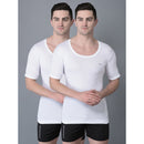 Dollar Bigboss Round Neck Sleeve White Men's Vest - 85 cm (M) - 2 Pieces 1 Unit